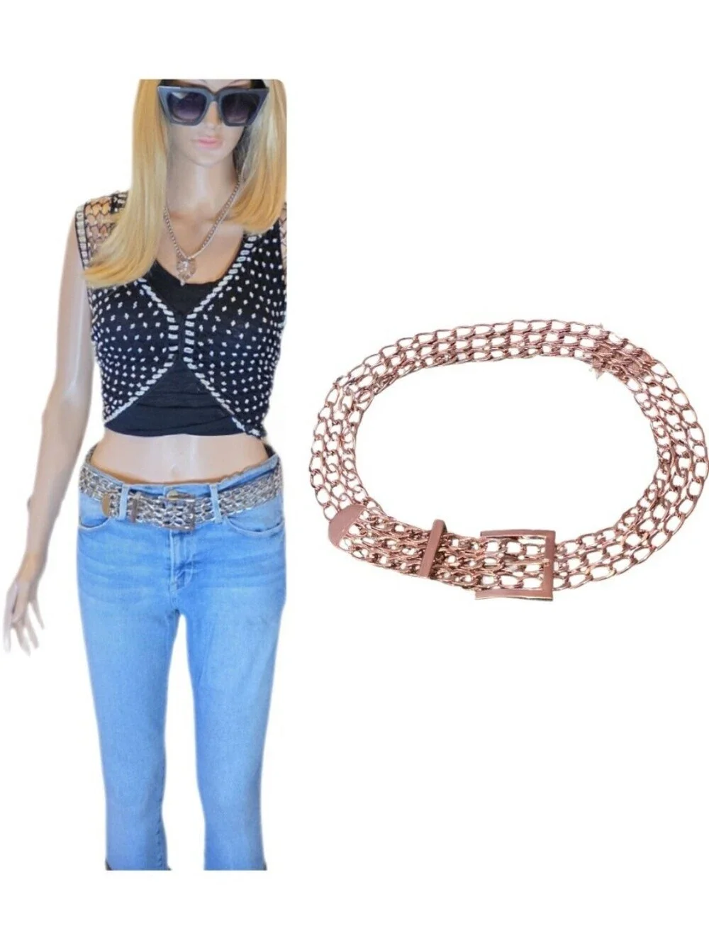Vintage Y2K Silver Chain Belt Add a touch of 2000s Grunge Glam EUC